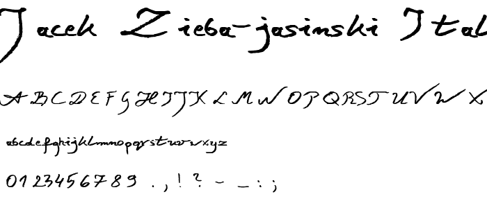 Jacek Zieba-Jasinski Italic font